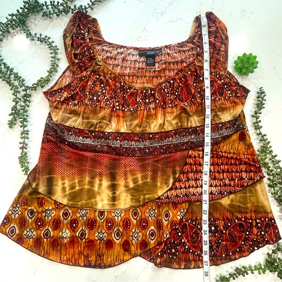 Lane Bryant 18/20 Sleeveless Boho Top with Layered Ruffle Front Metallic Accents - Picture 9 of 9